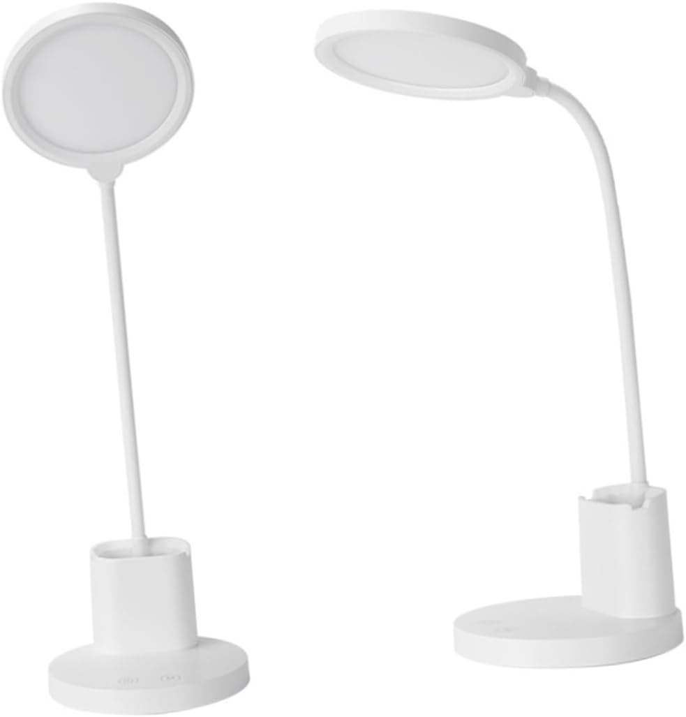 POPETPOP USB Led Desk Lamp with Adjustable Color Temperature Portable Eye-Care Reading Light for Flexible Gooseneck with Stable Base White
