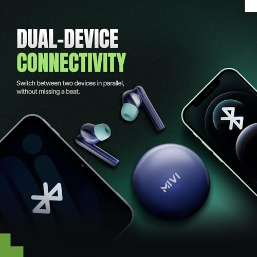 Image of Mivi DuoPods Horizon TWS Earbuds, 60H Playtime, 13mm Bass Drivers, AI-ENC HD Calls, Gaming Mode, Bluetooth 5.3, Type-C Fast Charging, IPX4, Made in India