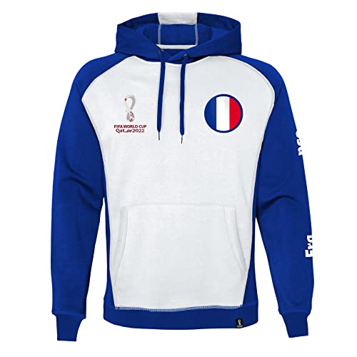 France, Official Fifa 2022 Overhead Hoodie Hooded Sweatshirt, Men's XXL, White/Navy