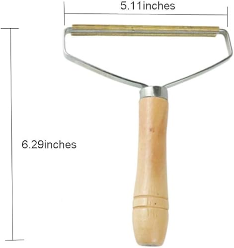 Miniatura 3 de Removedor de pelo de mascotas, rodillo portátil de pelusa con mango de madera, cepillo de pelo de alfombra con raspador de metal de doble cara para