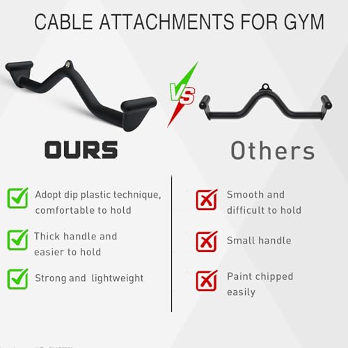 Image of BLUSLM Lat Pull Down Bar T bar Row Attachment, V Bar Tricep Lat Pulldown Attachments, Back Strength Training Bar for Home Gym Exercise Cable Machine Attachments