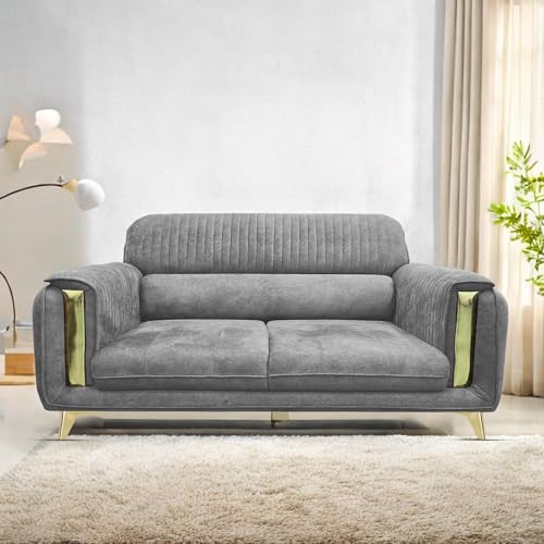 Image of Casaliving Gelio 3 Seater Sofa Set for Living Room (Dark Grey Colour) Premium Fabric Sofa Set