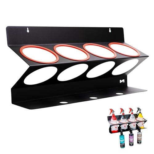 Maxshine Universal Spray Bottle Holder Holds 4 IK Trigger Sprayers (34oz Bottles) with 3 Small Holes Sturdy & Lightweight Wall-Mounted Organizer for Detailing Accessories