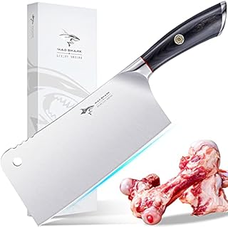 MAD SHARK Meat Cleaver, Professional 7.5 Inch Bone Chopping Butcher Knife with Heavy Duty Blade, German Military Grade Composite Steel, Chinese Chef's Bone Cutting Knife for Home Kitchen & Restaurant