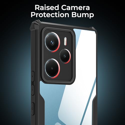 Image of A rtistque Clear Hard Transparent Acrylic Armor Anti-Drop Shockproof TPU Edge Back Cover Case for Redmi Note 14 - Black