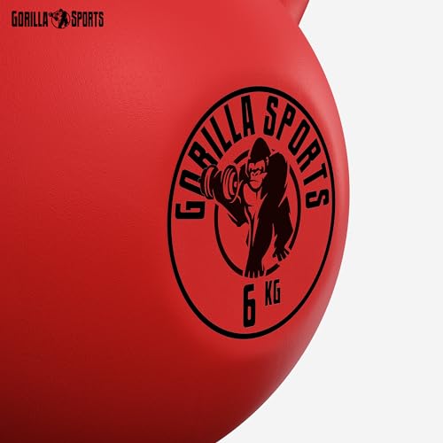 GORILLA SPORTS® Kettlebell - 2-32 kg Gewichte, Einzeln/Set, Gusseisen, Vinyl Beschichtung, Bodenschonende - Kugelhantel, Schwunghantel, Kugelgewicht, Rundgewichte für Fitness, Gym, Krafttraining – Bild 6