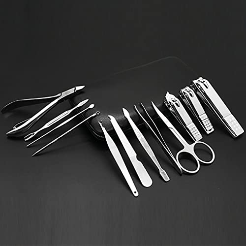 Nail-Clippers-Kit-Built-in-Nail-File-Personal-Care-Manicure-Pedicure-Set-Portable-Nail-Clippers-Family-Use-12-Pieces-Man-Black-Nail-Scissors-Set-Black