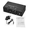 Matybobe 48V, 12V Microphone Phantom Power Supply Dual Voltage Settings Ultra-low Noise Technology, All-metal Casing, Power Adapter, Suitable for Condenser Mics, Color: Black, Material: (GB Plug) #5