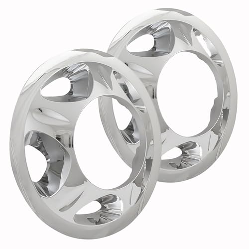 Fuel Rider Set of 4 Chrome ABS Wheel Simulators Compatible with 08-08 Chevrolet Silverado 3500 8 Lug, 5 Hand Holes, Front Pair Wheel Covers