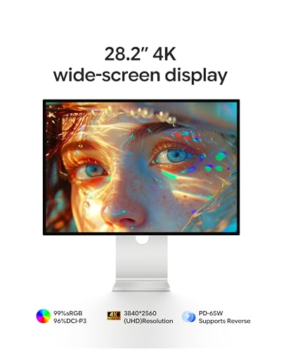 Image of P10 28'' UHD 4K (3840x2560) Glossy Monitor, IPS Panel, 8-Bit Color, 99% sRGB, 96% DCI-P3, 60Hz, 163PPI, HDR, 1200:1 Contrast, Low Blue Light, Eye Care (Minimalist - with Stand)