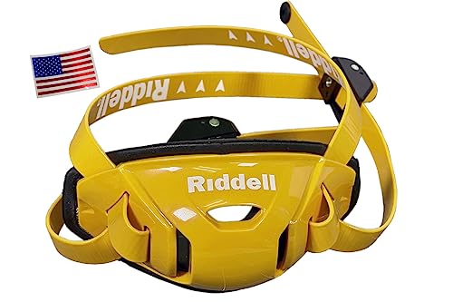 Green Gridiron Riddell SpeedFlex Hard Cup Cam-Loc Chinstrap + Chrome US Flag Helmet Decal (Medium, GB Gold/Bright Yellow)