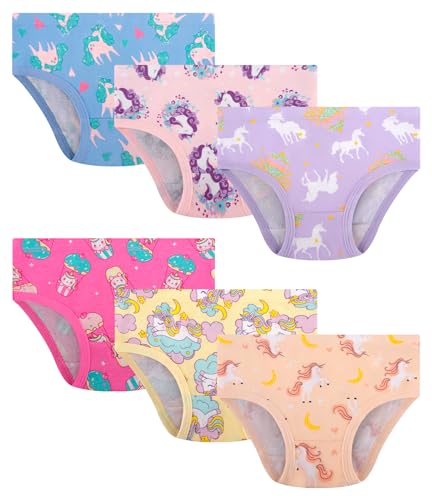 DAUGHTER QUEEN Girls Underwear Toddler Unicorn Panties Little Kids Undies Children Horse Soft 100% Cotton Underpants Size 4T 5T Briefs Age 4 5 Years Old Tagless Clothes Panty