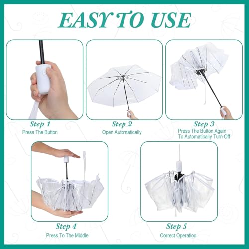 Image of Contacts Transparent Windproof Travel Waterproof Canopy, Strong Fiberglass Frame Portable Umbrella for Rain