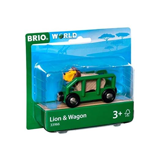 BRIO World 33966 Lejon och vagn | Lion & Wagon. Leksakstågstillbehör. 2 delar. Från 3 år. För tågälskare.