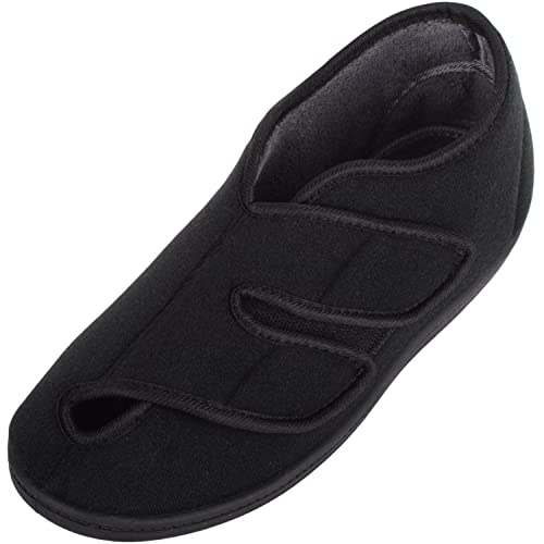 Pantoufles larges en velours homme chaussons noirs confortables taille 45