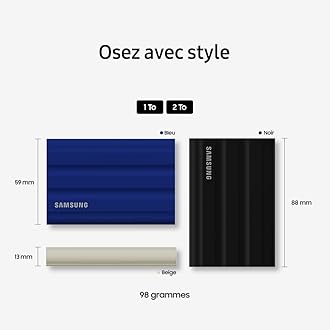 Samsung T7 Shield Portable SSD 1 TB - USB 3.2 Gen.2 External SSD Blue (MU-PE1T0R/EU)
