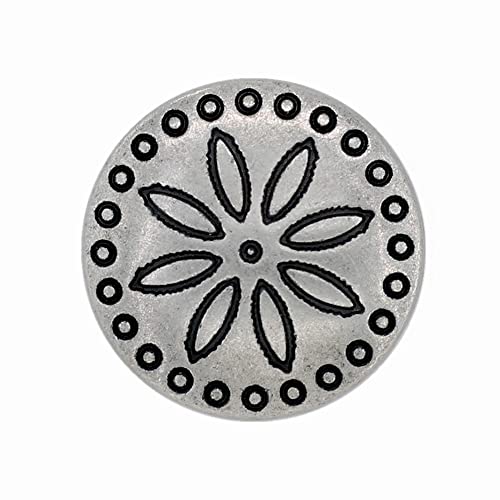Bezelry 12 Pieces Simple Flower Carving Metal Shank Buttons 18mm