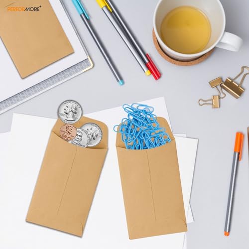 Performore 500 envelopes de moedas Manilla (8,9 cm x 6,3 cm) com aba autoadesiva – Envelopes durávei