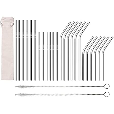 24er Metall Strohhalm Wiederverwendbar Trinkhalme Edelstahl Metallstrohhalm Cover