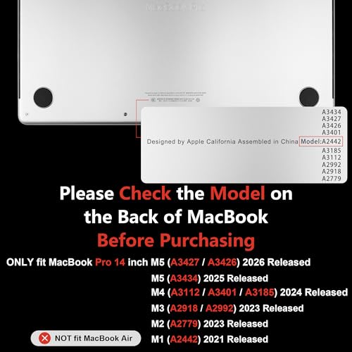 Image of MEEgoodo Case for MacBook Pro 14 inch (M5 /M4 /M3 /M2 /M1) Pro /Max 2026 2025 2024 2023 2021, Case Fit Model A3427 /A3426 /A3434 /A3112 /A3401 /A3185 /A2918 /A2992 /A2779 /A2442, Cherry Blossom Pink&Polka Dots