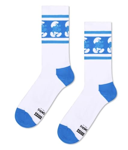 Happy Socks The Smurfs Striding Smurf Sneaker Sock Die Schlümpfe (DE/NL/SE/PL Numerisch 41 46 Regular Regular weiss)