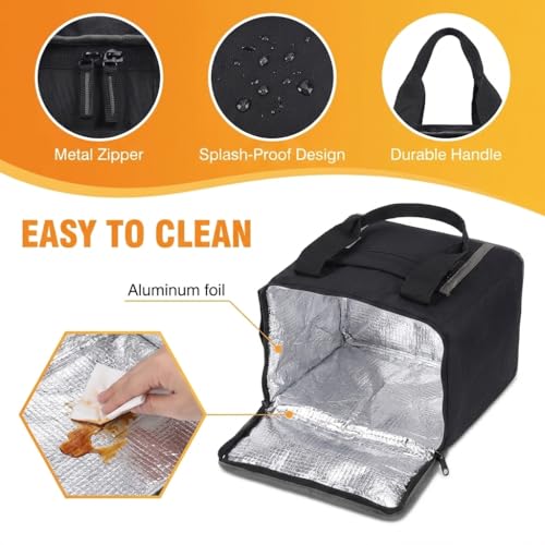 Image of Wooum Thermal Insulated Lunch Bag for Office Men Women Kids | 9L Tiffin Bag with Bottle Holder | Waterproof Food Bag for School, Travel, Work | Leakproof, Compact, 1 Year Warranty (Black)