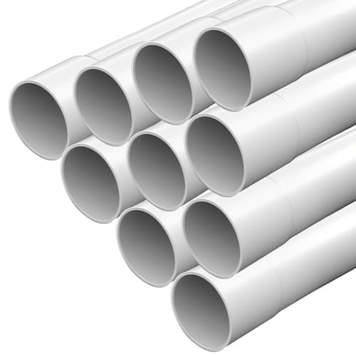 RITHRY Tubo de instalación M32, 10 m, rígido, PVC, para cable eléctrico, ignífugo, con 20 abrazaderas de cable, tubo de 32 mm para instalación en superficie, color blanco