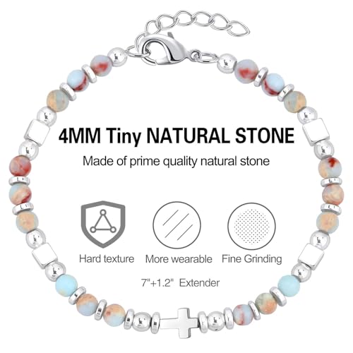 Beaded Bracelets for Women, Inspirational Natural Gemstone Bracelets Graduation Mothers Day Christmas Birthday Gifts for Mom, Daughter, Granddaughter, Wife, Sister, Best Friend