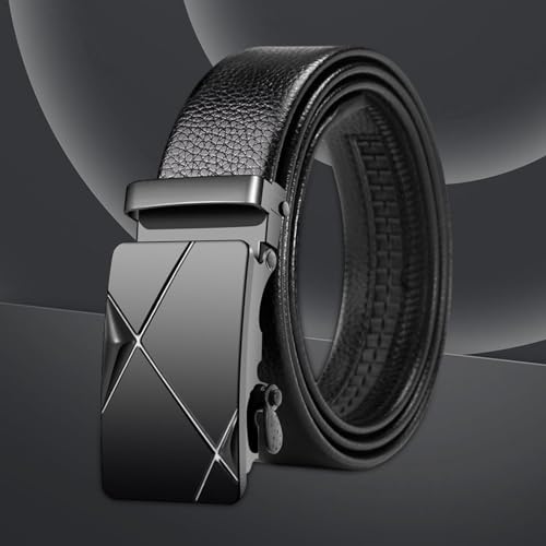 Men's Belt Automatic Buckle Belt Faux Leather Casual Ratchet Belt Business Belt for Gentleman, Jeans, Middle Aged3