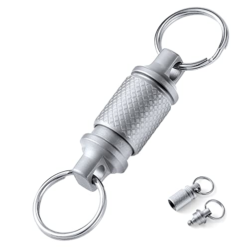 SAVITA 1pc Titanium Alloy Quick Release Swivel Keychain, Detachable Keychain Rotatable Heavy Duty Car Key Holder Clip with Stainless Steel Key Rings Accessory for Bag Purse Belt (D28062)