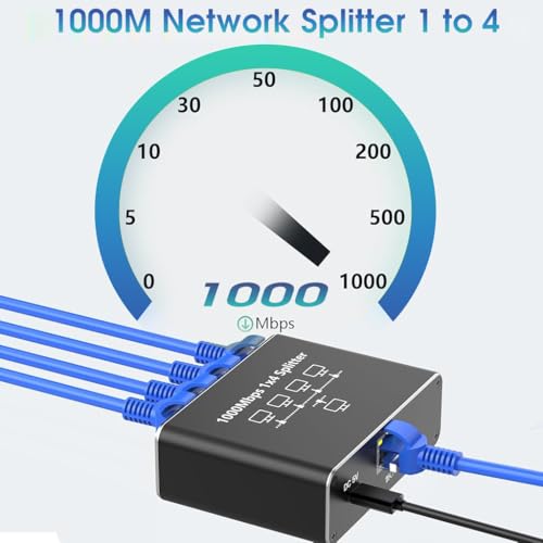 Image of ZORBES USB C Ethernet Splitter 4 in 1 Ethernet Splitter,1000Mbps RJ45 LAN Internet with USB-C Interface Universal for Computer,Hub,Switch
