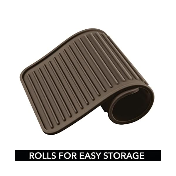 mDesign-Premium-Quality-Pet-Food-and-Water-Bowl-Feeding-Mat-for-Dogs-and-Puppies-Waterproof-Non-Slip-Durable-Silicone-Placemat-Raised-Edges-Food-Safe-Non-Toxic-Small-Espresso-Brown Feeding Mat for Dogs and Puppies