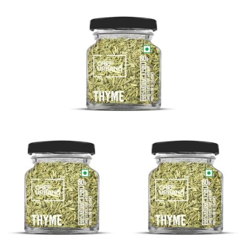 Image of Chef Urbano Thyme 50 g | 100% Natural | Premium Herbs and Spices | Flakes /Leaves | Glass Bottle (Pack of 3)