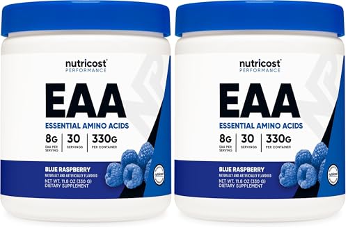 Image of Nutricost EAA Powder 30 Servings (Blue Raspberry) - Essential Amino Acids - Non-GMO, Gluten Free, Vegetarian Friendly (Pack of 2)