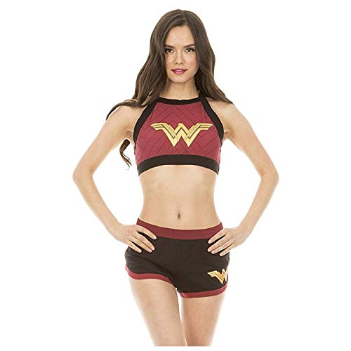Underboss Womens Wonder Woman Cotton Blend Halter Bralette and Shorts Set Medium