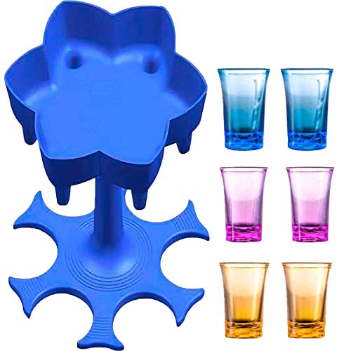 6 Shot Glass Dispenser and Holder with 6 Cups,Dispenser For Filling Liquids, Shots Dispenser,Home Party,Bar Shot Dispenser Cocktail Dispenser,Suitable for All Parties
