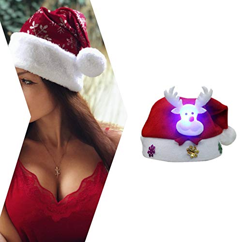 CNluca Chapéu vermelho macio de pelúcia natal para bebê adulto boné de natal para ano novo decoração