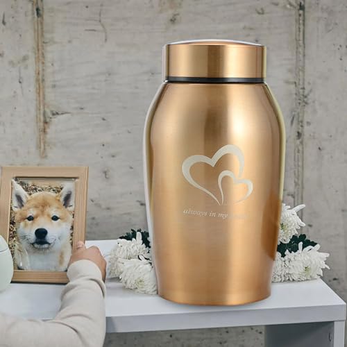 ZHYUAN Haustierurne aus Edelstahl,Urnen für Hunde und Katzen,Haustier-Gedenkurne,Gedenkurne,Tragbare Haustierurne,Tierurne aus Edelstahl,Geeignet für Hunde,Katzen und andere Kleintiere (Golden)