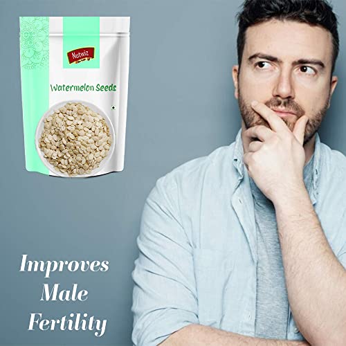 Image of Nutwiz Watermelon Seeds (Tarbooj Beej) 200 Grams - Raw Watermelon Seeds Packed with Protein, Fiber & Energy to Support Focus & Stamina - Delicious Dried Seeds for Office Lunches, Kids' Study Snacks & Mom's Homemade Halwa, Laddu & Home Made Sweets | Whole Roasted Tarbooj Seed | Raw Watermelon Beej