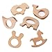 Lezed Juguete Animal de Dentición de Madera para Bebés Natural de Madera de Bebe Mordedor Juguetes Animal Juguetes Montessori de Animales Colgante Hecho a Mano Juguetes Sensoriales 6 Piezas (Forma 2)