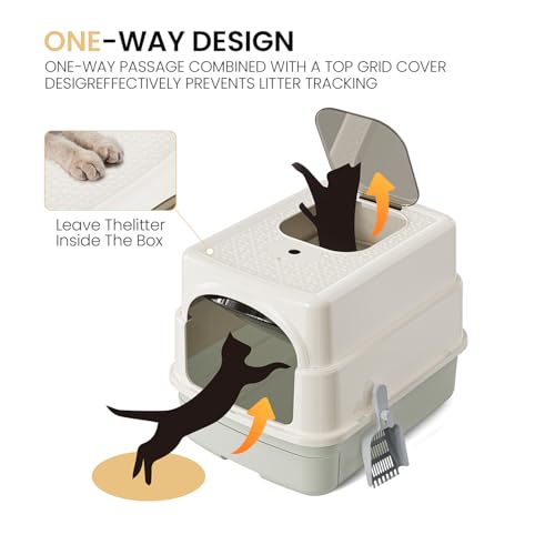 Caja de arena para gatos con tapa y pala, cerrada sin fugas miniatura 4