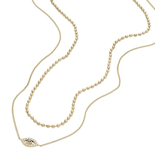 Image of Fossil Women's Gold-Tone Stainless Steel Pendant Chain Necklace for Women