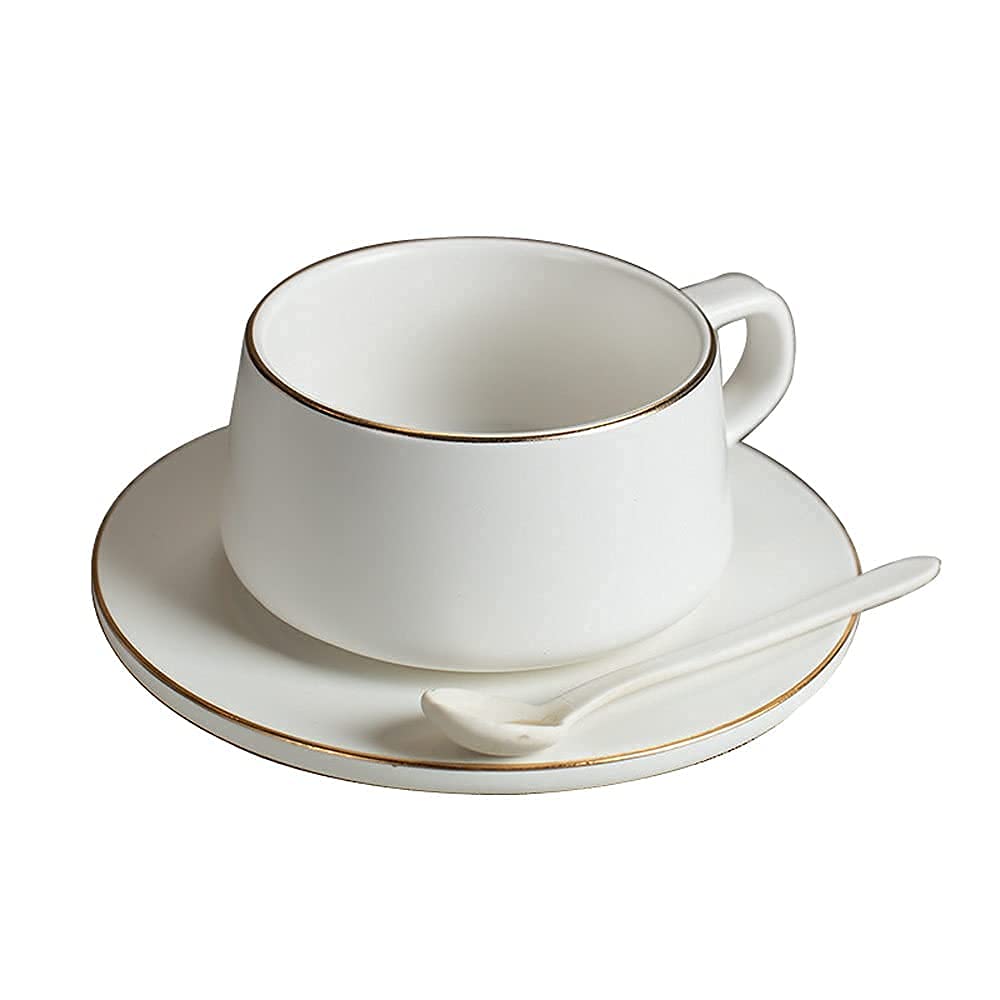 Taza de café de cerámica Espresso Latte Cappuccino Caramel Macchiato Latte Cup Oficina Hogar Tarde Taza de té Juego de platillos,