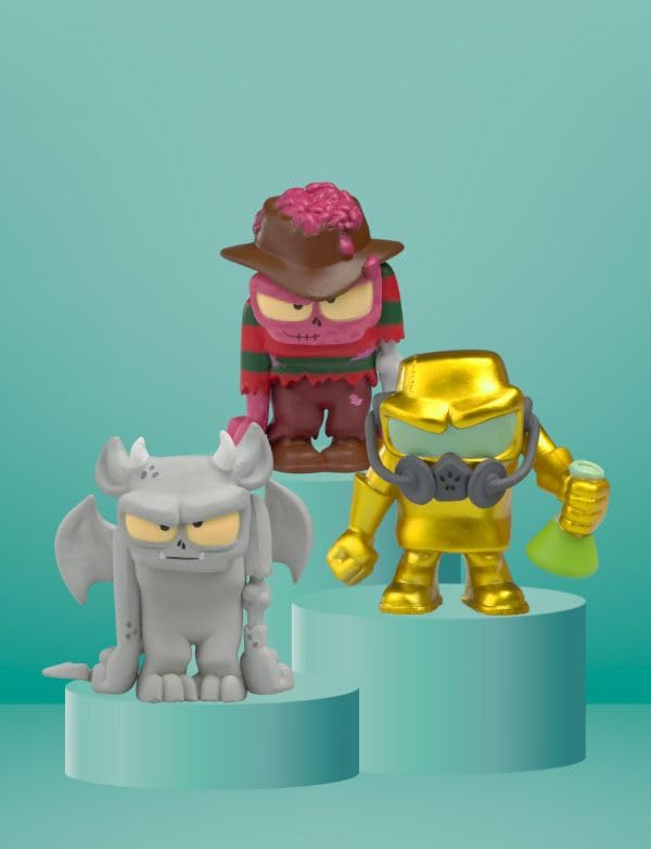 Ultrazombies Pack de 3 "Caja 4"| Muñecos Zombies serie de YouTube | Figuras Coleccionables de Zombies | 2 Brillan en la Oscuridad y 2 Metalizados | Para Niños y coleccionistas|Halloween