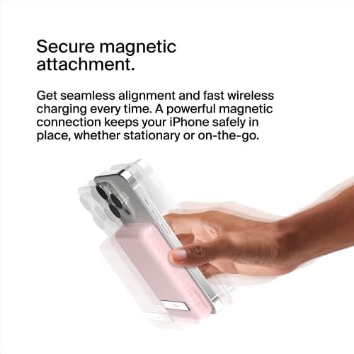 Belkin Portable Charger, Wireless Power Bank 5000 mAh MagSafe Charger 7.5W, Built-in Pop-up Kickstand - iPhone 17, Air, Pro, Pro Max, iPhone 16, AirPods, Apple Watch, Google Pixel 10, etc. - Pink by Belkin - Used condition - Image 5