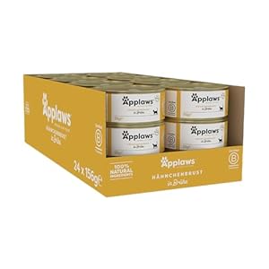 Applaws 100% natürliches Premium-Nassfutter für Katzen, Hühnerbrust in Brühe – Packung mit 24 x 156g Dosen