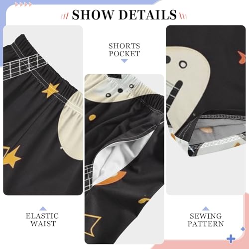 Rock Guitar Print Boys Long Pants Soft Trousers Elastic Waist Kids Lounge Bottoms with Pockets S-XL4