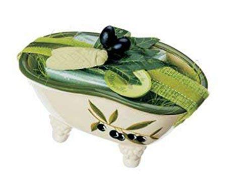 Provence Le Chatelard 100g Olive Leaf Soap in Ceramic Claw Foot Bathtub Bath Soap Dish