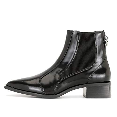 YDN Women Comfort Low Block Chunky Heel Chelsea Ankle Booties Stylish Pointed Toe Slip On Short Boots Cold Party Office Dress Shoes2