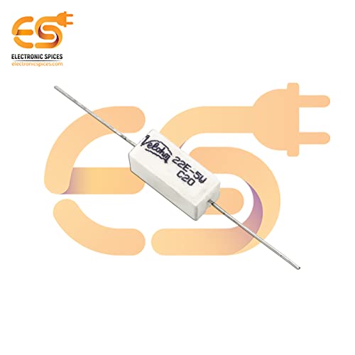 Image of Electronic Spices 22 Ohm (Ω) 5 Watt Ceramic Cement Power Resistor (Pack of 5pcs)